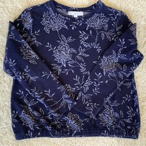 LOFT Navy and White Floral M weight Sweatshirt sz L